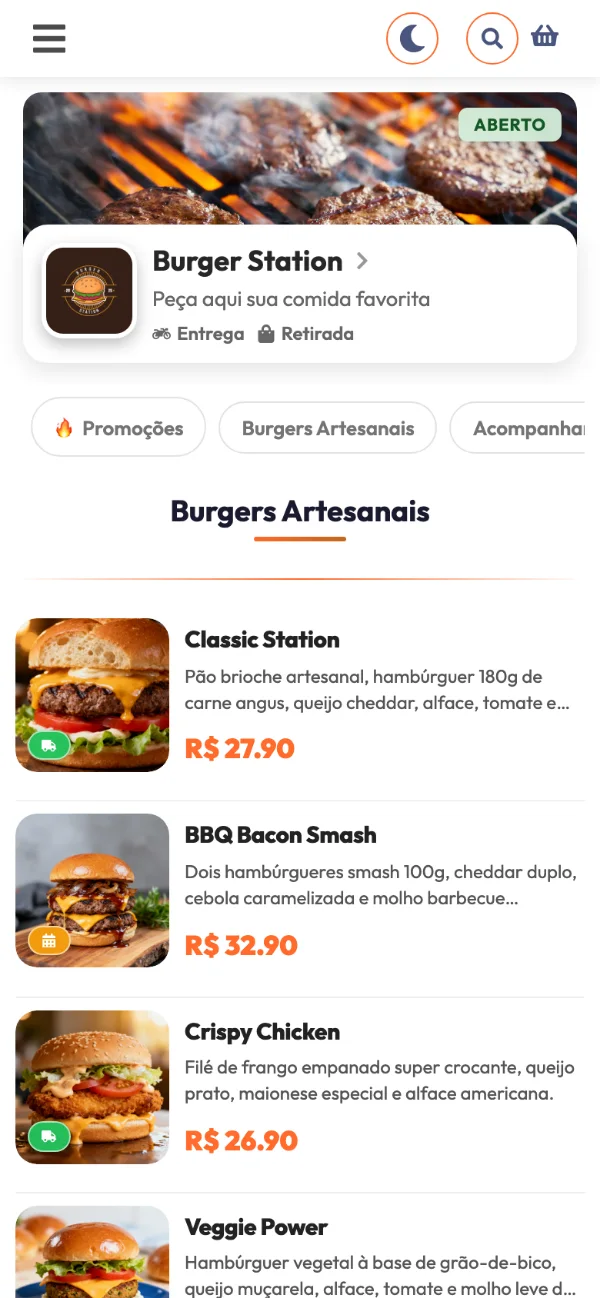 Cardápio digital da Burger Station